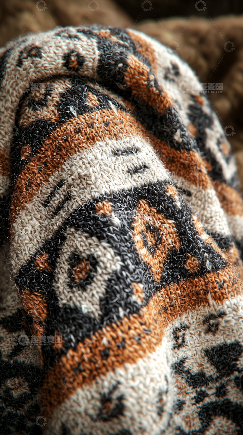 高清大图下载【趣麦麦图】民族风图案的针织物特写