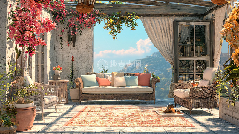 高清大图下载【趣麦麦图】阳台花园景色