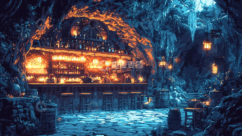 高清大图下载【趣麦麦图】冰火交融的洞穴酒吧