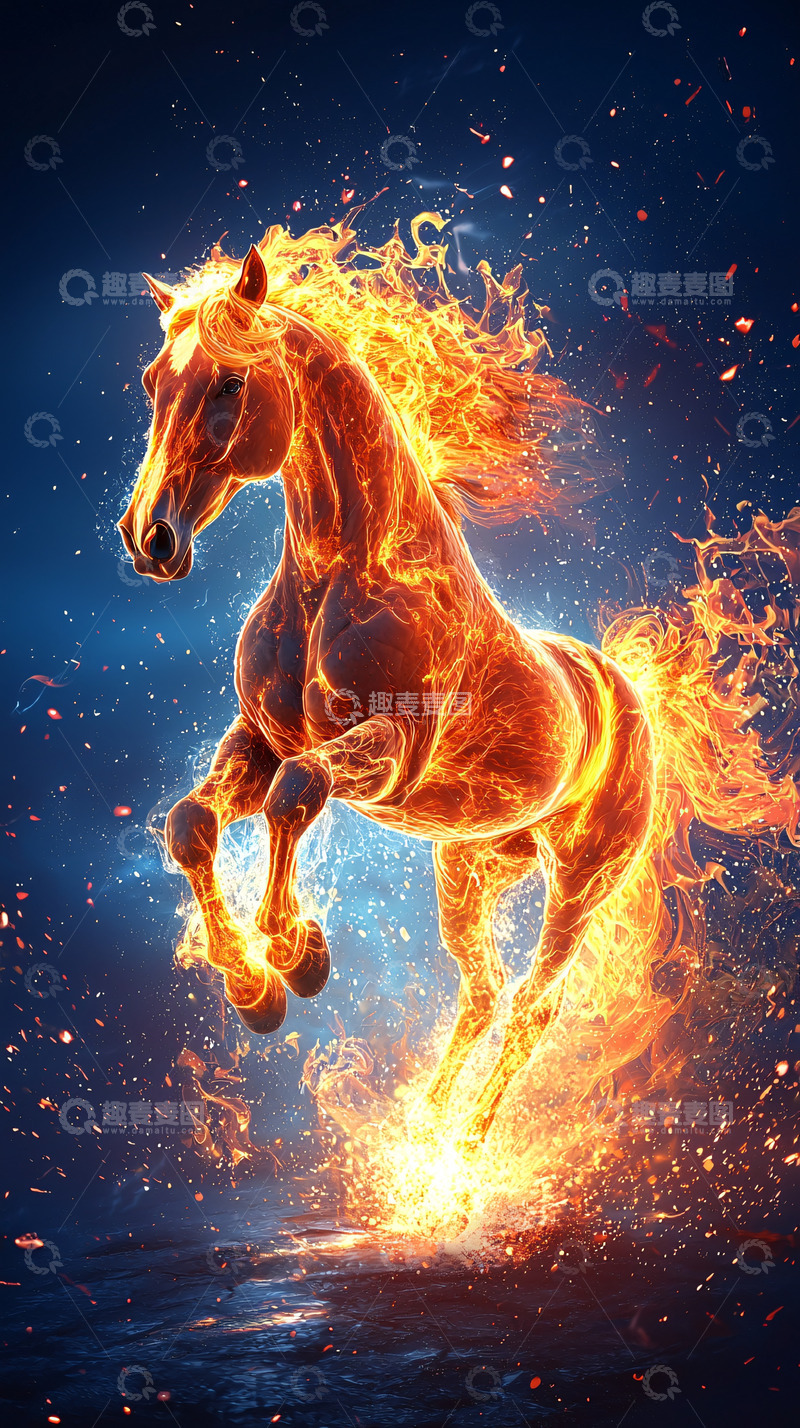 高清大图下载【趣麦麦图】燃烧的烈焰骏马