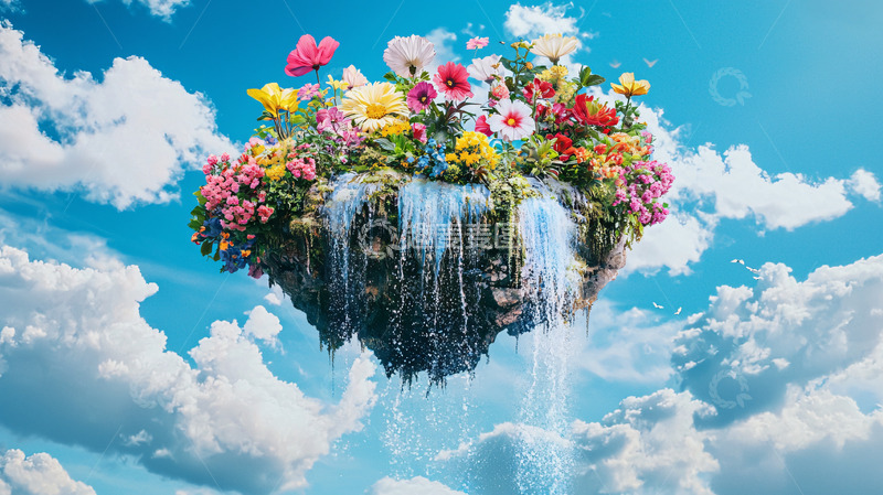 高清大图下载【趣麦麦图】天空中的花朵瀑布