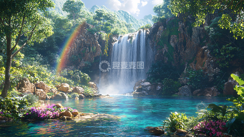 高清大图下载【趣麦麦图】彩虹瀑布