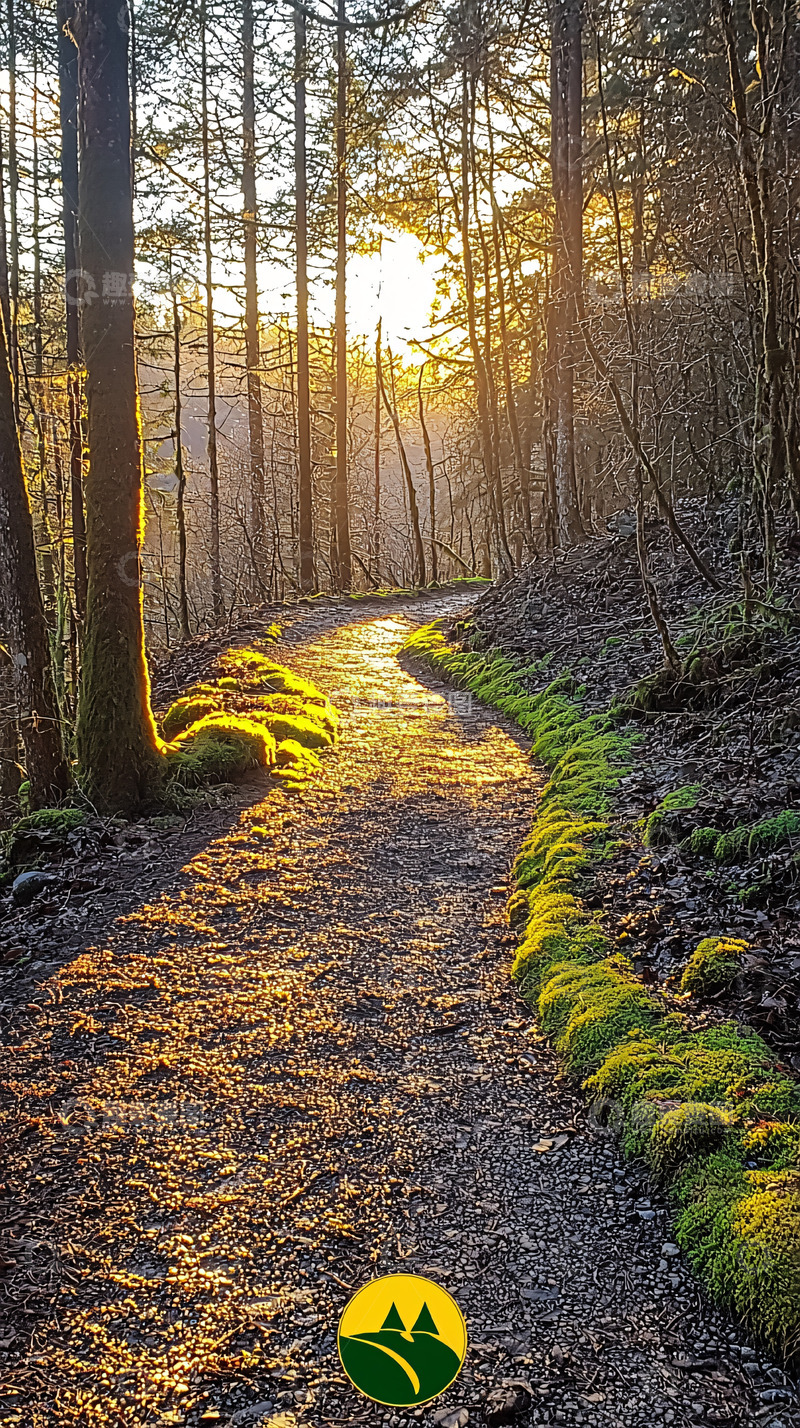 高清大图下载【趣麦麦图】林间小路阳光洒落