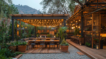 户外餐厅夜晚灯光亮