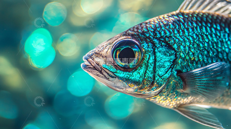 高清大图下载【趣麦麦图】蓝绿色的鱼类特写