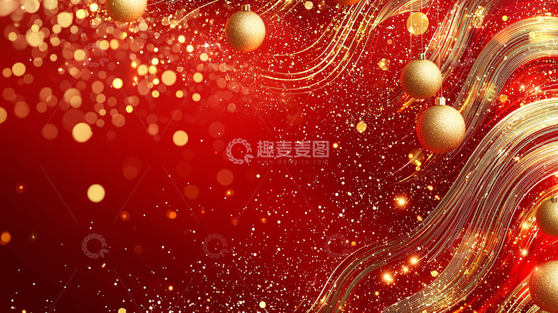 高清大图下载【趣麦麦图】红色金色圣诞背景