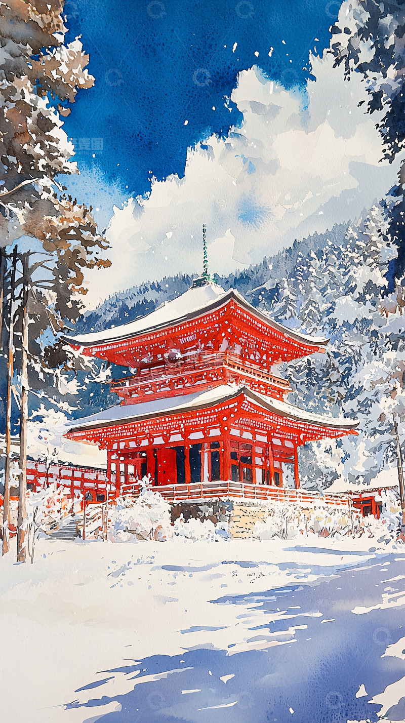 高清大图下载【趣麦麦图】红塔沐浴在雪中