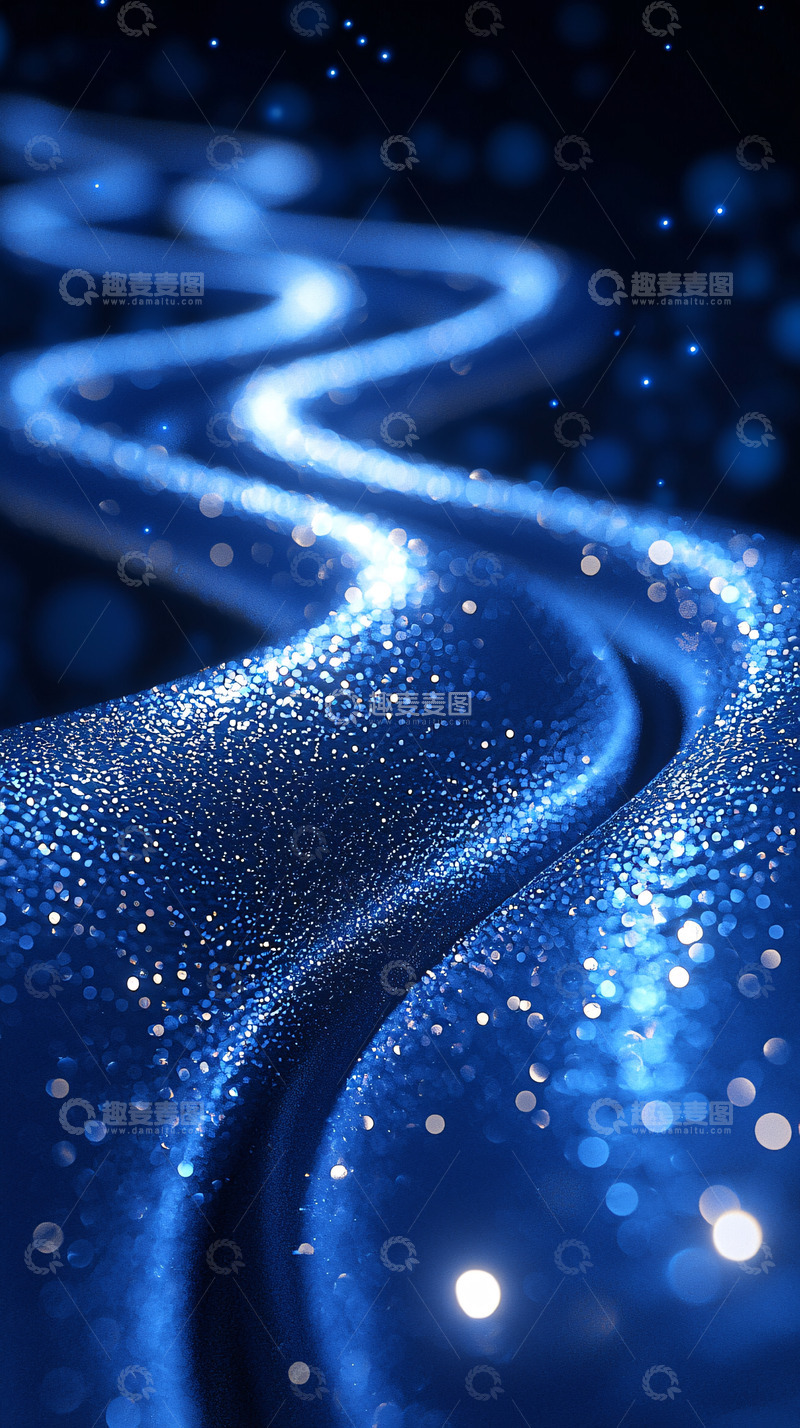高清大图下载【趣麦麦图】蓝色闪光曲线背景