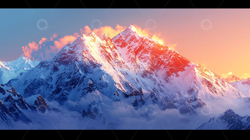 高清大图下载【趣麦麦图】雪山日出26