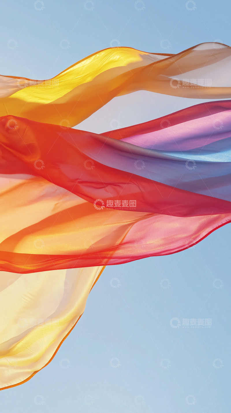 高清大图下载【趣麦麦图】彩色飘逸丝绸