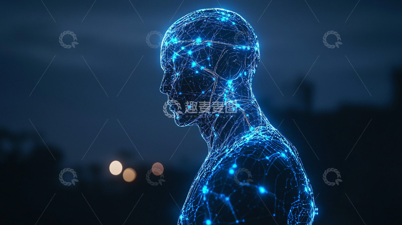 高清大图下载【趣麦麦图】科技感人体发光线条