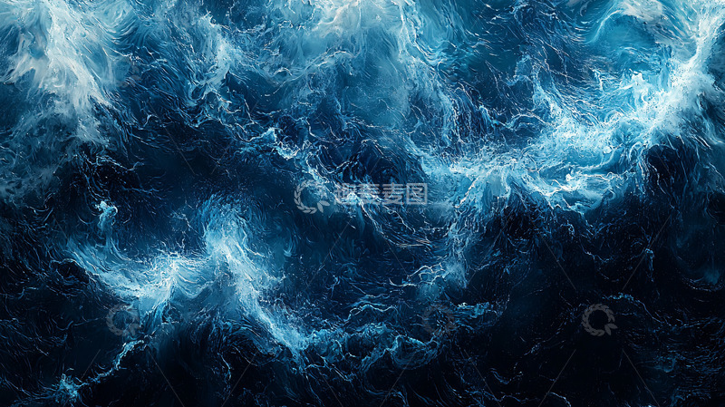 高清大图下载【趣麦麦图】深蓝色的波涛汹涌的海面