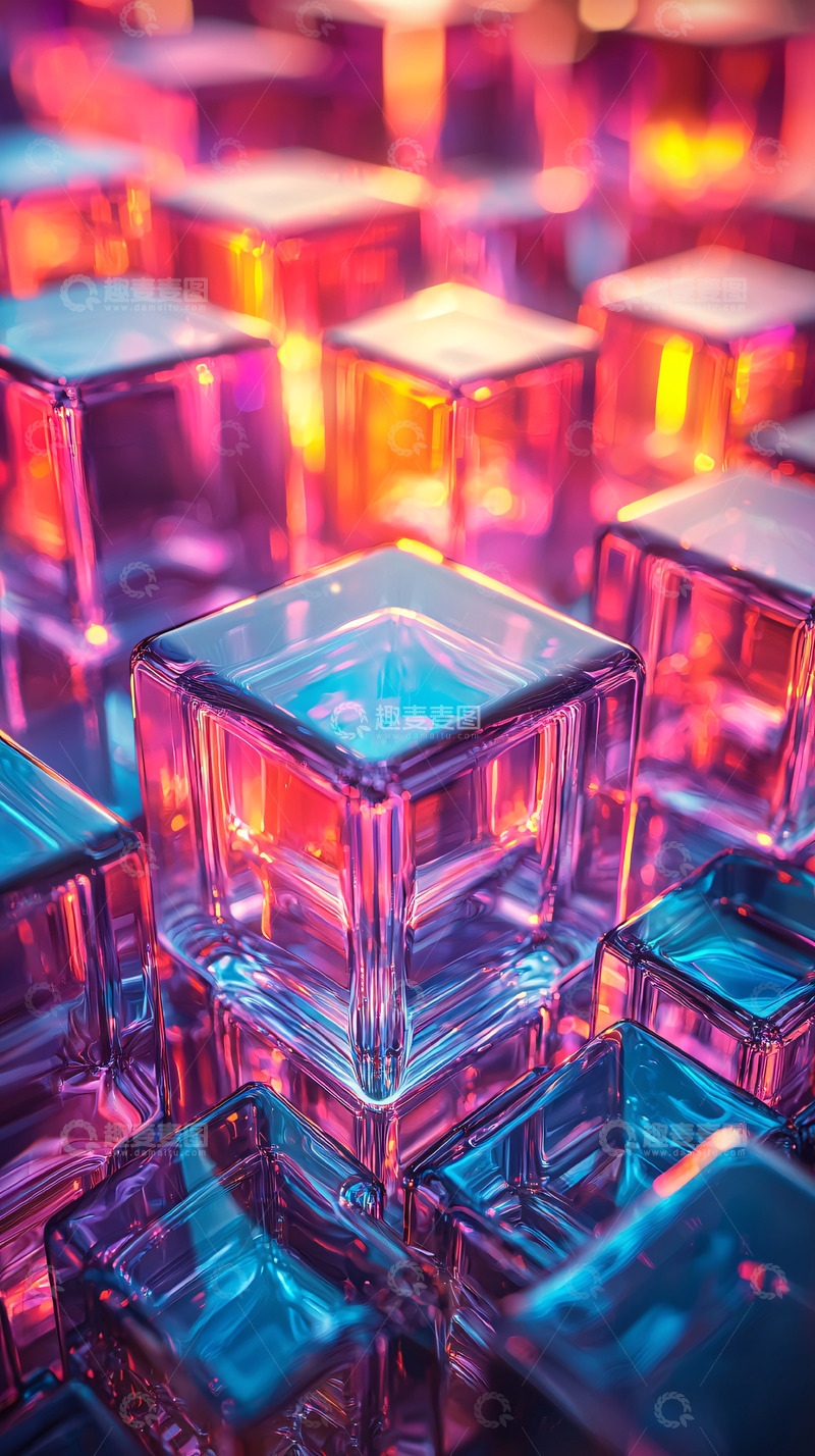 高清大图下载【趣麦麦图】晶莹剔透的彩色冰块