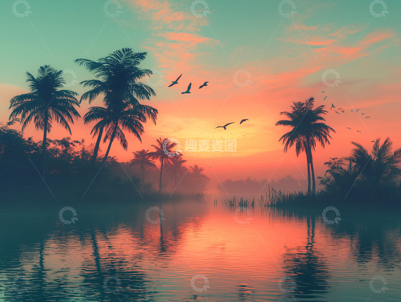 高清大图下载【趣麦麦图】热带日落景观