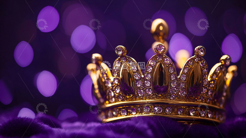 高清大图下载【趣麦麦图】紫光背景下闪耀皇冠