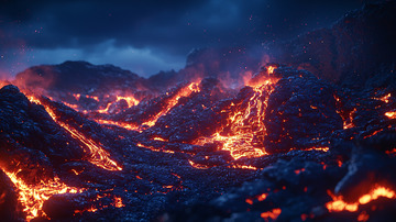 火山熔岩夜色