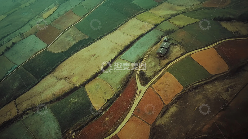 高清大图下载【趣麦麦图】高空俯瞰彩色田野