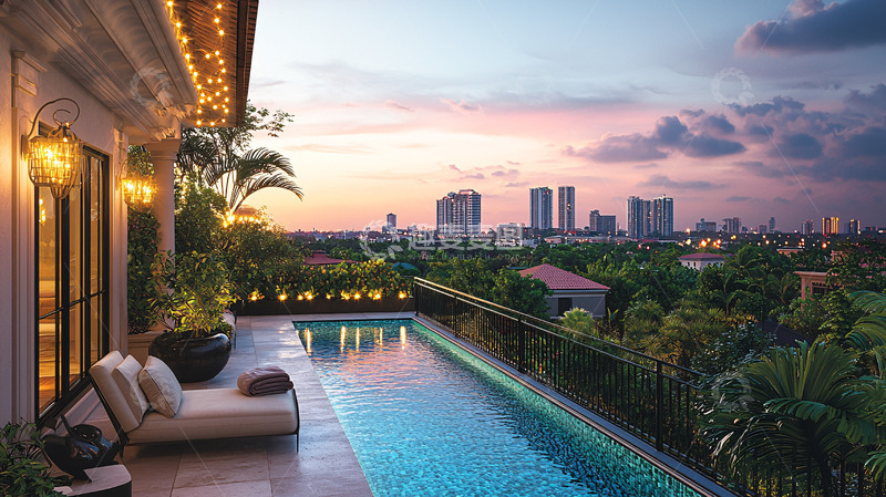 高清大图下载【趣麦麦图】高端别墅泳池夜景