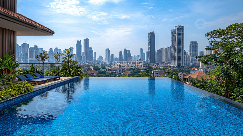 高清大图下载【趣麦麦图】城市景观泳池