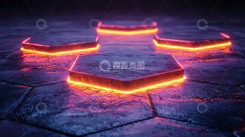 科技感发光六边形平台