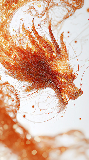 金色粒子组成的龙