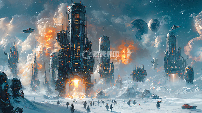 高清大图下载【趣麦麦图】冰雪科幻城市
