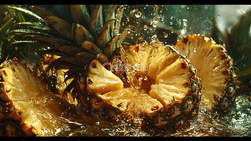 高清大图下载【趣麦麦图】菠萝切片水花四溅