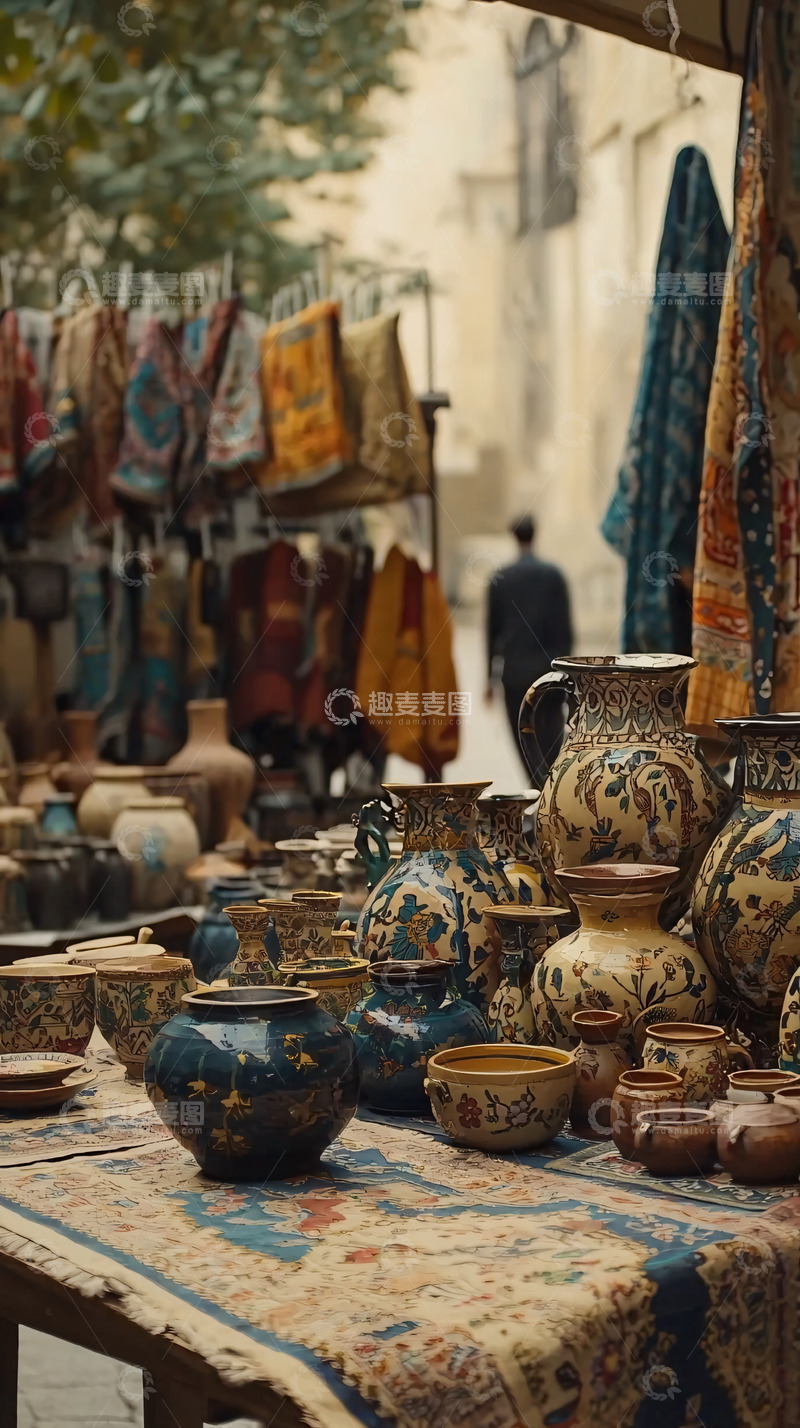 高清大图下载【趣麦麦图】古色古香的手工艺品集市