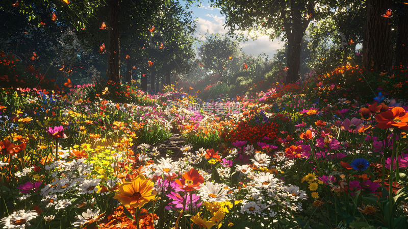 高清大图下载【趣麦麦图】阳光森林花海