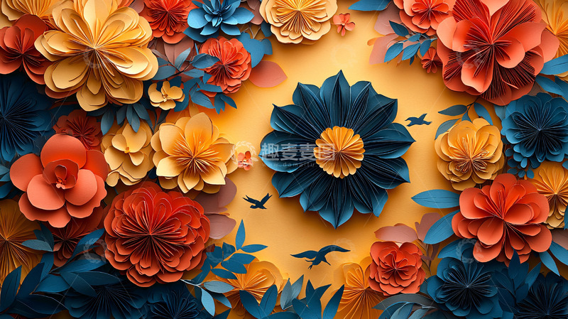 高清大图下载【趣麦麦图】色彩丰富的纸艺花朵