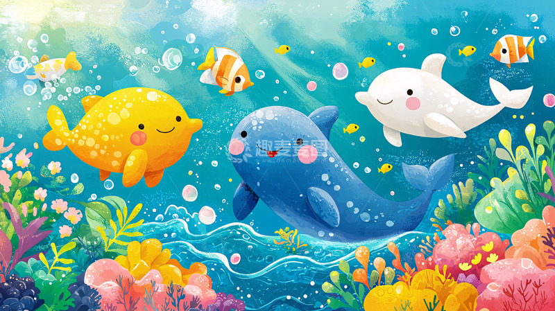 高清大图下载【趣麦麦图】卡通海洋动物