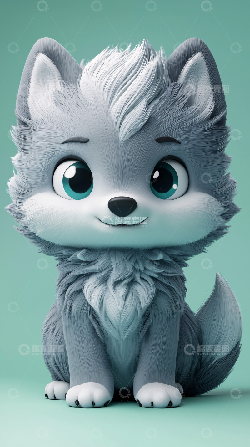 高清大图下载【趣麦麦图】可爱卡通小灰狼
