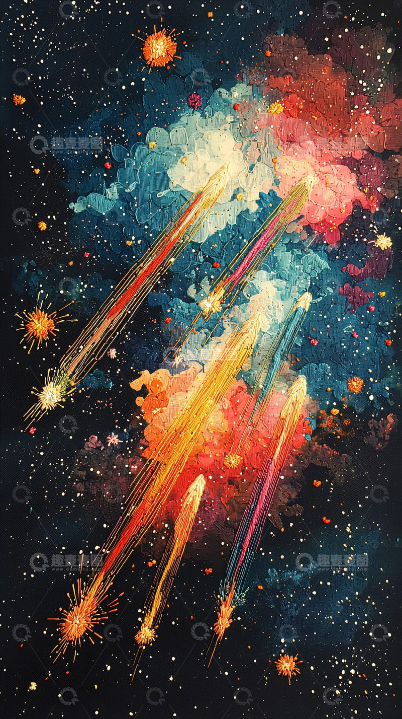 高清大图下载【趣麦麦图】宇宙星云流星雨