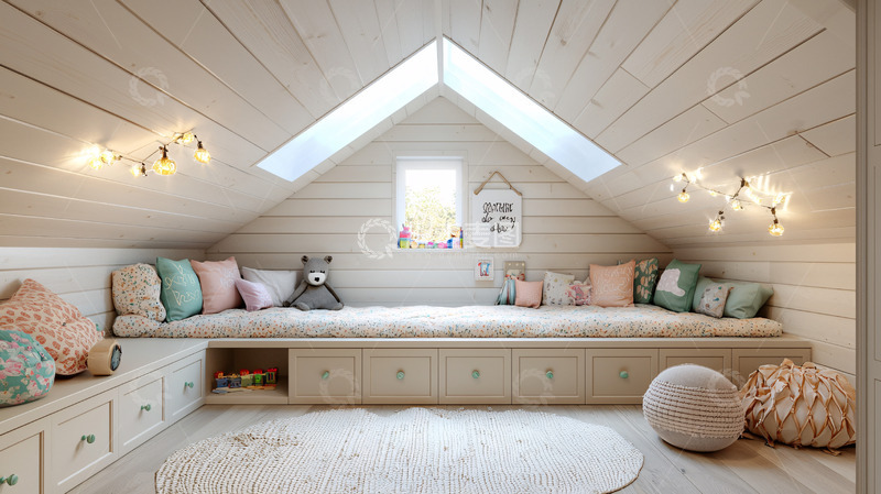 高清大图下载【趣麦麦图】阁楼清新儿童房