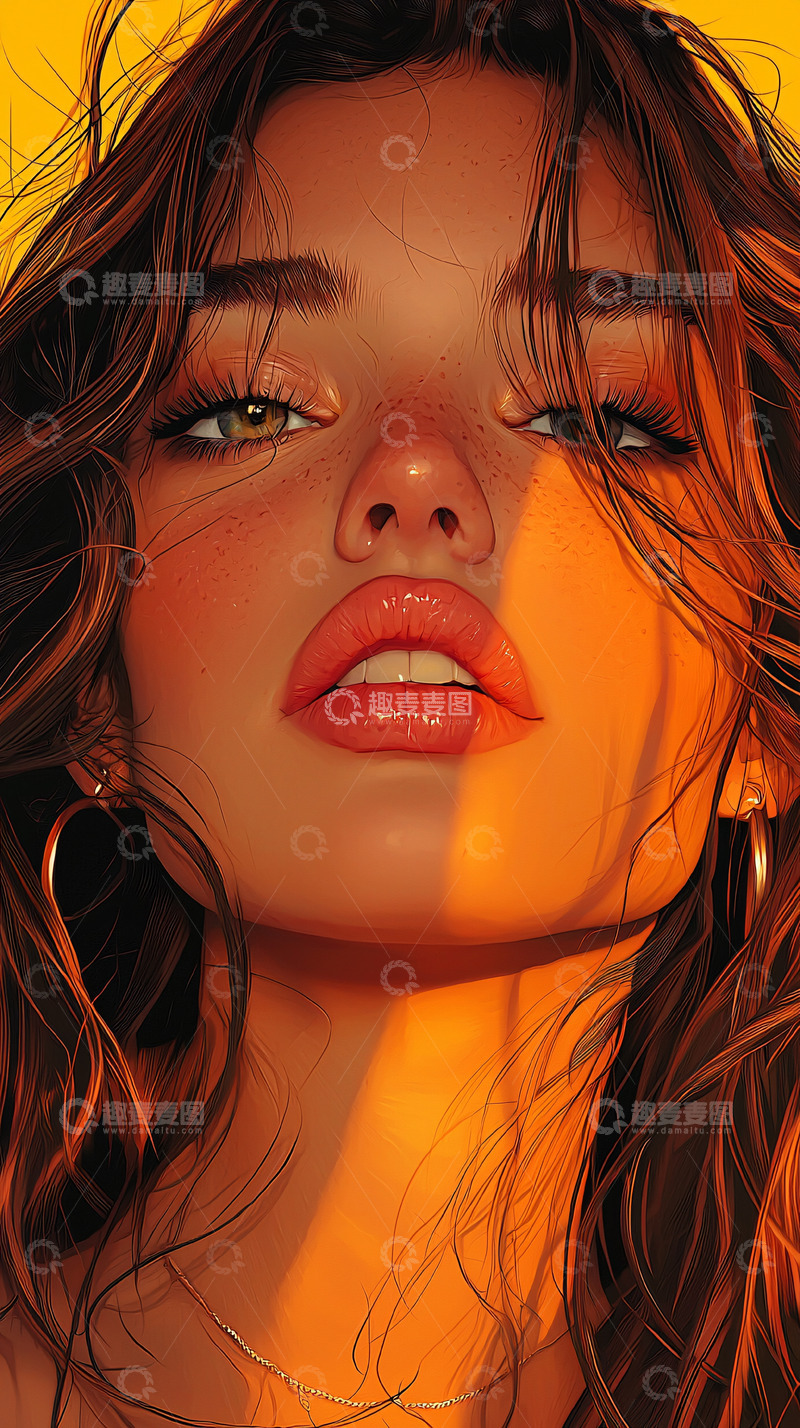 高清大图下载【趣麦麦图】阳光照射下的女性肖像