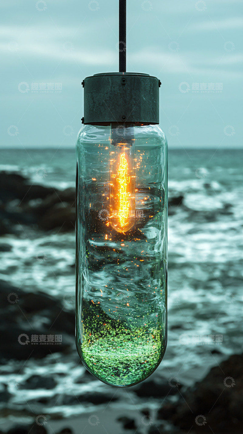 高清大图下载【趣麦麦图】海边玻璃吊灯