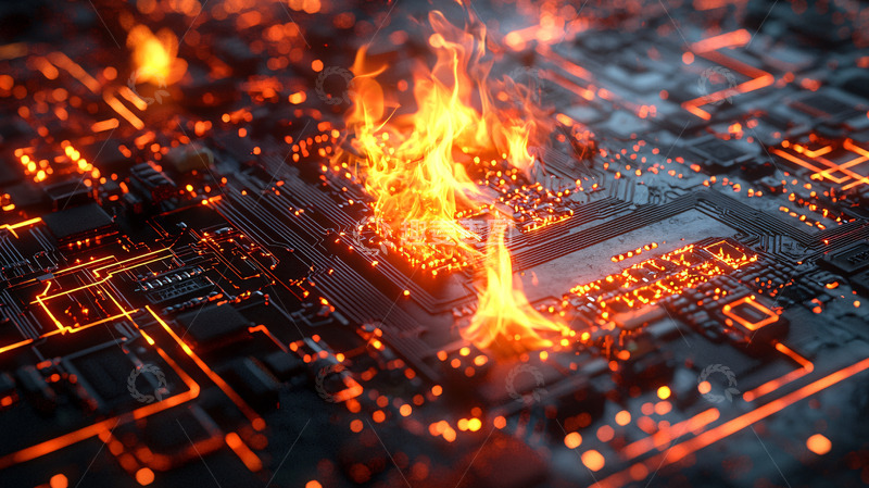 高清大图下载【趣麦麦图】燃烧的电路板