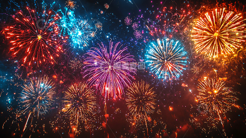 高清大图下载【趣麦麦图】绚丽多彩的夜空烟花秀