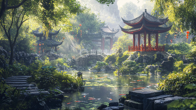 高清大图下载【趣麦麦图】仙境般中国古典园林