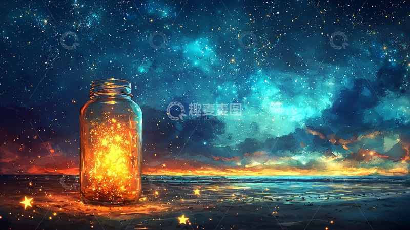 高清大图下载【趣麦麦图】装满星星的瓶子