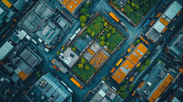 城市屋顶花园鸟瞰图