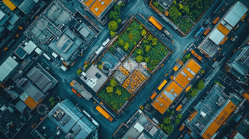 高清大图下载【趣麦麦图】城市屋顶花园鸟瞰图