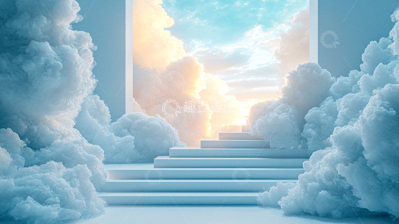 高清大图下载【趣麦麦图】云朵阶梯通往天堂