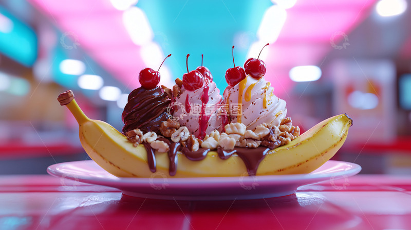 高清大图下载【趣麦麦图】香蕉船圣代