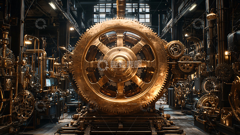 高清大图下载【趣麦麦图】蒸汽朋克齿轮机械装置