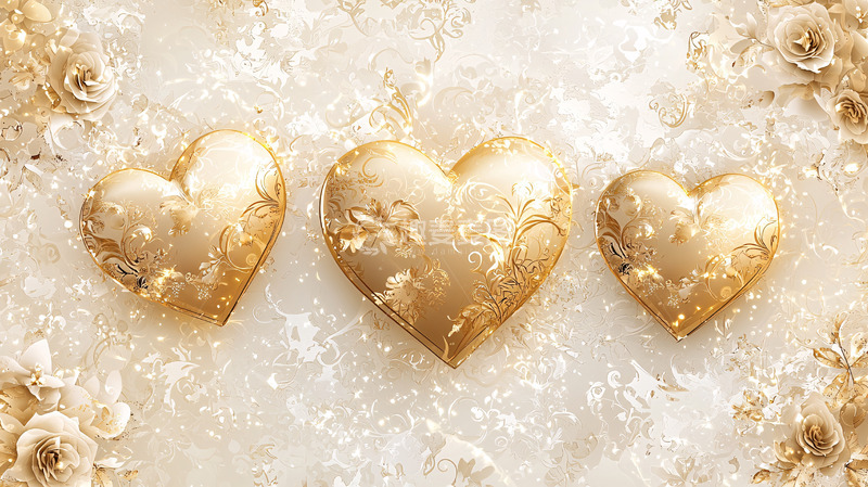 高清大图下载【趣麦麦图】金色爱心