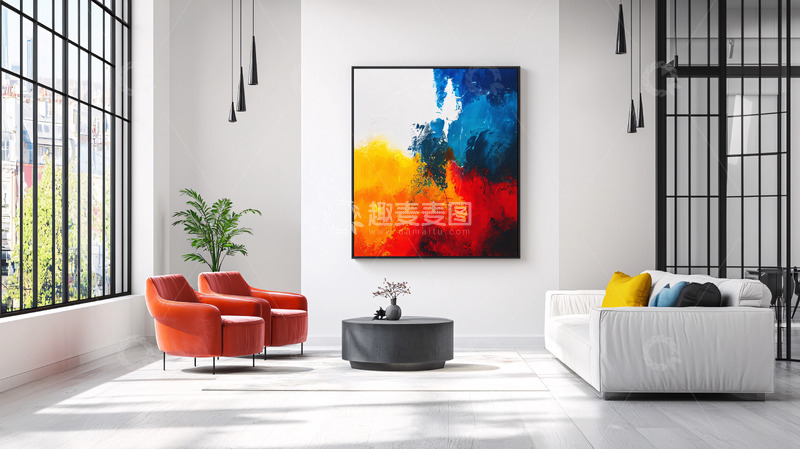 高清大图下载【趣麦麦图】现代简约客厅装饰画