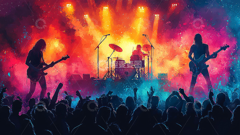 高清大图下载【趣麦麦图】摇滚乐队现场演出