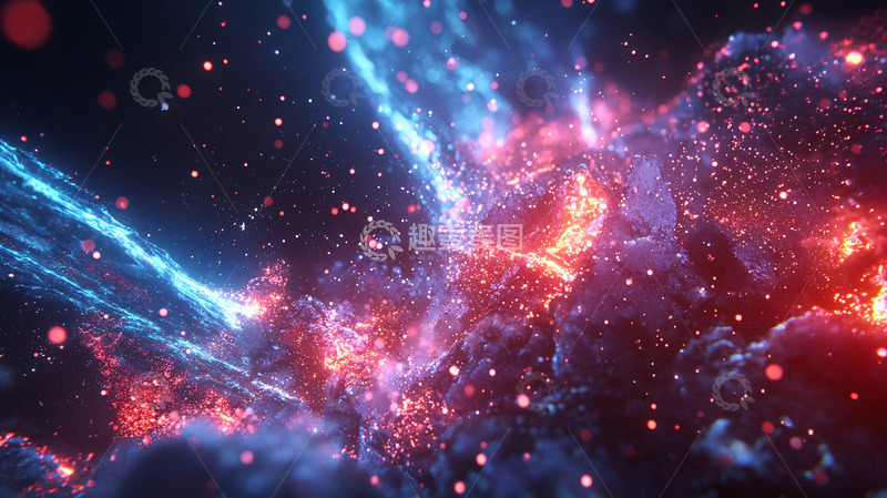 高清大图下载【趣麦麦图】蓝光红光粒子宇宙空间