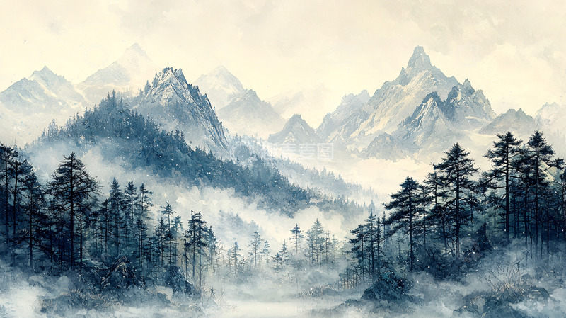 高清大图下载【趣麦麦图】水墨山水画123